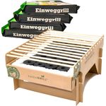 BURI Holzkohlegrill 5x Öko Einweggrill Einmalgrill Einmal Grill rauchfrei nachhaltig, Mini-Grill aus biologisch abbaubaren Materialien