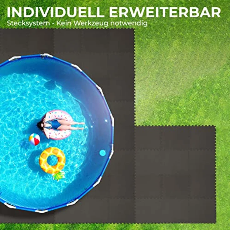 Pool Unterlegmatte Anthrazit - 8 Stück à 50x50cm (2m²) - Bodenschutzmatte für Pool und Planschbecken - schütz den Poolboden vor Beschädigungen – Bild 3