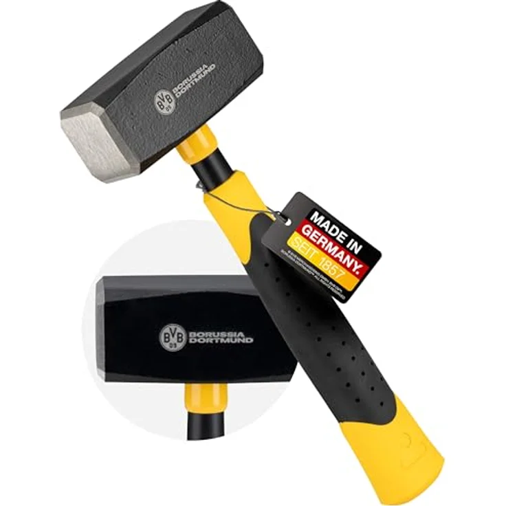 PICARD Hammer Fäustel RS 304, 1.250g, ergonomischer 2K Griff im BVB-Look, korrosionsgeschützter Kopf – Bild 1