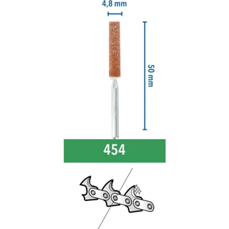 Dremel 454 Kettensägeblatt Schärfschleifstein (Zubehörsatz für Multifunktionswerkzeug mit 3 Dremel Kettensäge Schärfschleifsteinen 4,8mm zum Schärfen und Schleifen von Kettensägen) – Bild 2