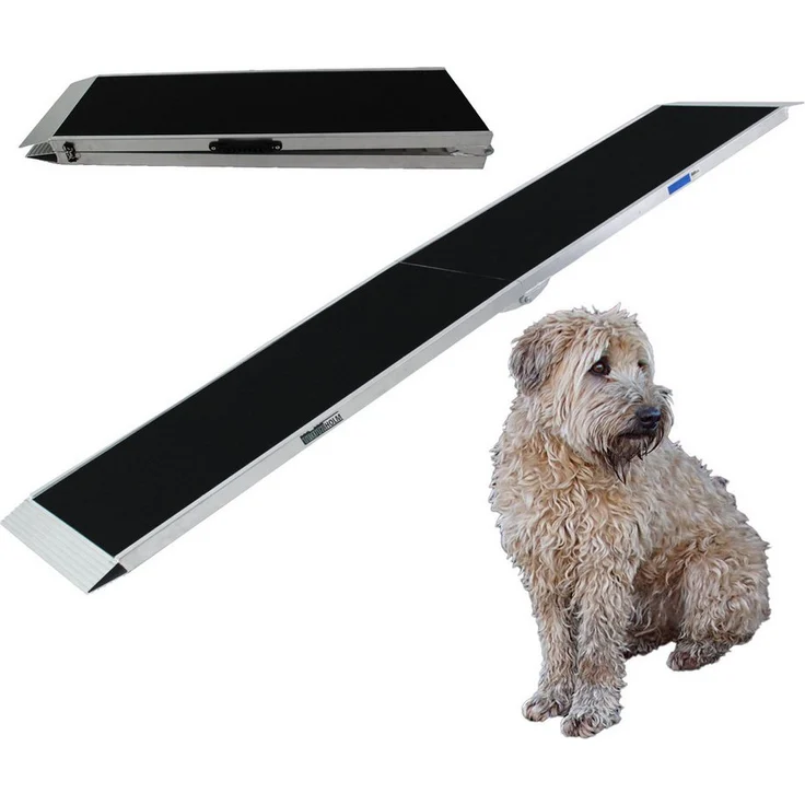 TRUTZHOLM Hunderampe Tierrampe klappbar 215 cm, Aluminium grau schwarz beschichtet, Traglast 180 kg, rutschfeste Friktionsbeschichtung, inkl. Tragetasche