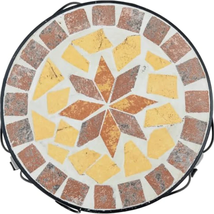 vidaXL Blumenständer 3 Stk. Terrakottarot und Weiß Keramik, Mosaik-Design, pulverbeschichtetes Eisen – Bild 8