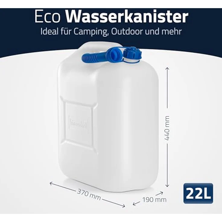 hünersdorff 817600 Wasserkanister ECO 22 L, HD-PE, Weiß, 22l, mit Rohr – Bild 4