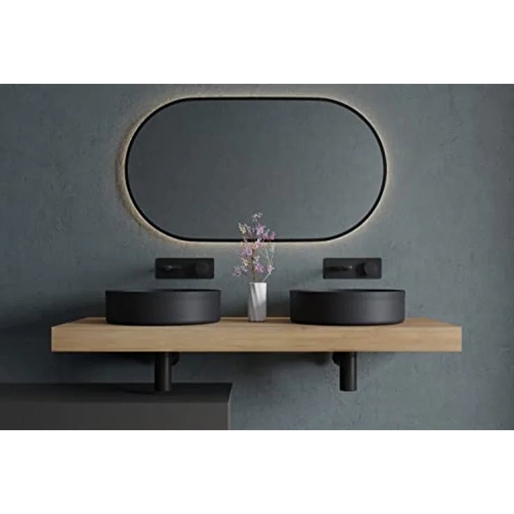 BERNSTEIN® Handwaschbecken Aufsatzwaschbecken NT04 rund Ø 40cm Edelstahl in Schwarz matt, Gäste-Waschbecken mit dünnem Rand – Bild 2