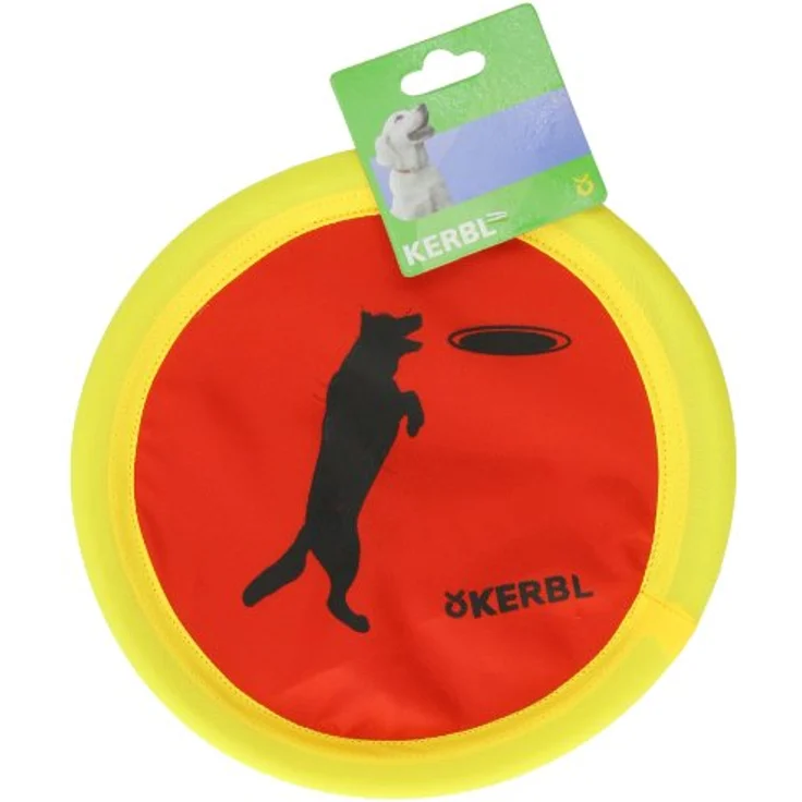 Kerbl Wurfscheibe aus Nylon, robustes Outdoor-Hundespielzeug, rot/gelb, 24 cm – Bild 1