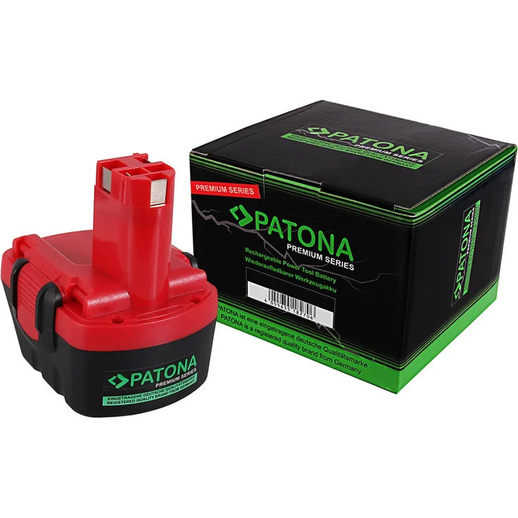 Patona Premium Akku für Bosch PSR12, GSR12-2 / BAT120, 12V, 3,3Ah, Ni-Mh, Schwarz