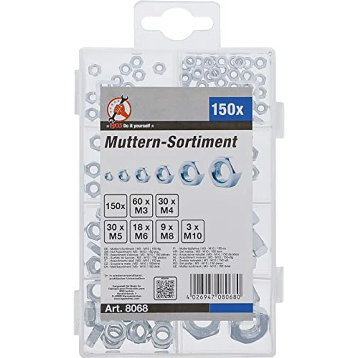 BGS Diy 8068 | Muttern-Sortiment | M3 - M10 | 150-tlg. – Bild 3