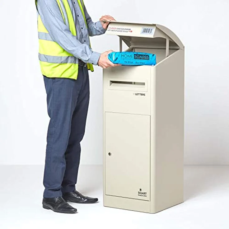 Smart Parcel Box XXL cremeweiß mit Schrägdach 43x41x110 cm, Paketbriefkasten zur Wand- oder Bodenmontage, Paketbox für Zuhause & Unternehmen, Briefkasten für Pakete & Briefe - Smart Parcel Box XXL mit eleganter Schrägdachform und maximaler Paketgröße 330 x 280 x 255 mm – Bild 2