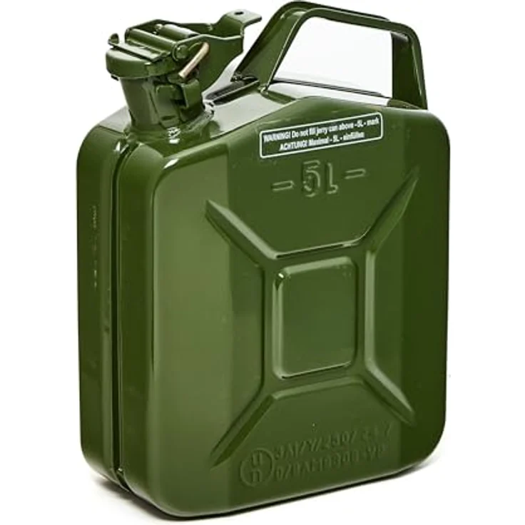 BW® Kraftstoffkanister Metall 5L - Olivgrün RAL 6003, TÜV-geprüft, UN-zugelassen, für Benzin und Diesel, Made in Europe – Bild 1