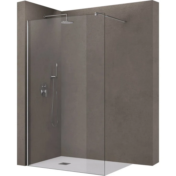 doporro Walk-in-Dusche Duschwand für Dusche Duschkabine Duschabtrennung 10mm ESG NANO, Einscheibensicherheitsglas, Klarglas, rechteckiger Stabilisator aus Edelstahl, variabler Wandabstand 70−120 cm – Bild 1