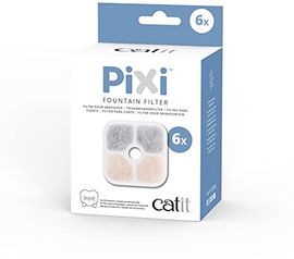 Catit 43722 Pixi Ersatzfilter, Trinkbrunnenfilter für die Catit Pixi Trinkbrunnen, 6er Pack, Weiß