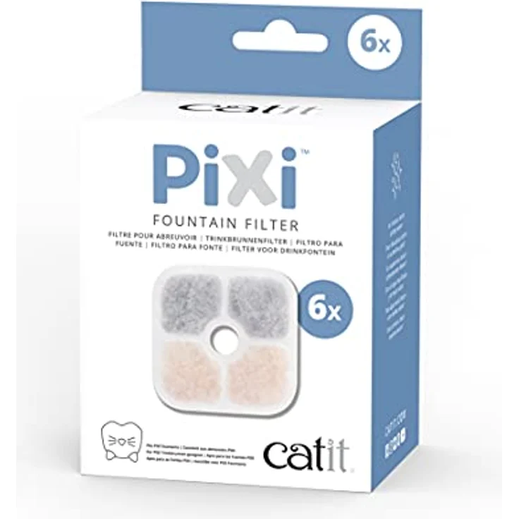 Catit 43722 Pixi Ersatzfilter, Trinkbrunnenfilter für die Catit Pixi Trinbrunnen, 6er Pack, Weiß – Bild 1