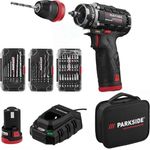 PARKSIDE® PBSPA 12 E4, Akkuschrauber-Set mit 2 Akkus, 39-tlg. Zubehör, 12 V, brushless Motor, Schnellladegerät, in Tasche
