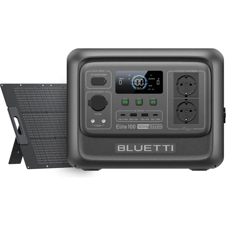 BLUETTI Elite 100 V2 Tragbare Power Station, 1024Wh LFP Batterie Backup mit 2x 1800W AC Ausgängen, Solar Generator für Camping und Stromausfälle, kompakt und leichtgewichtig