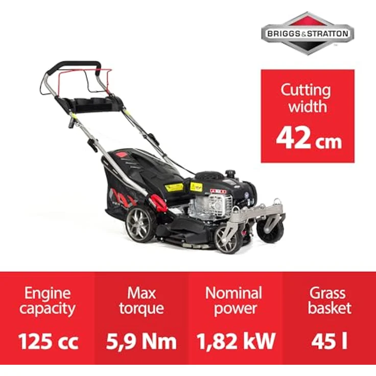 NAX POWER PRODUCTS 1000S Motor Briggs & Stratton 450E Series 125 cm3 Mähbreite 42cm Fangkorb 45l Geh – Bild 3