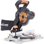 Evolution Power Tools R185CMS Li, Akku-Gehrungs- und Kappsäge mit 850 W, 185 mm TCT-Sägeblatt, 45° Gehrungsschnitte, 45° Fasen-, 3 Jahre Garantie