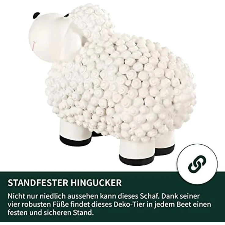 VERDOBA Mini Deko Schaf Molly, wetterfestes Gartentier aus Kunstharz, weiß, 21 x 12,5 x 16,5 cm – Bild 5