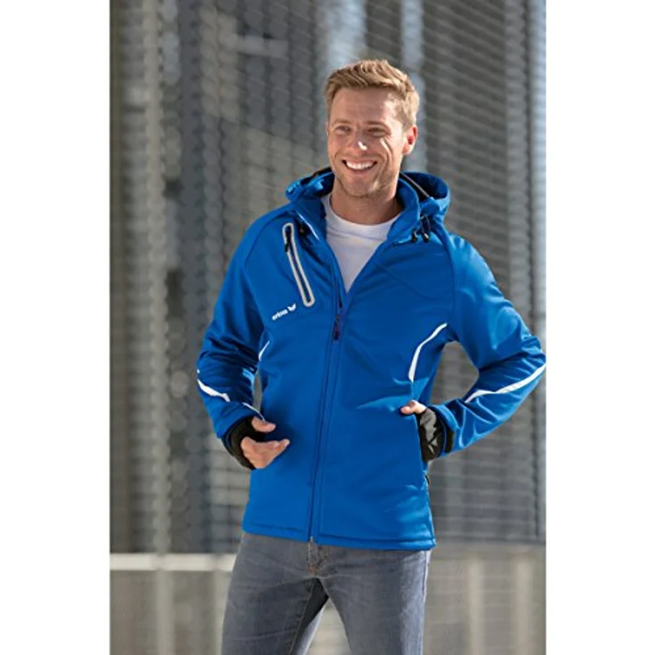 ERIMA Function Softshelljacke Herren - Weiß / Royal, atmungsaktiv, winddicht, reflektierende Brusttasche – Bild 4