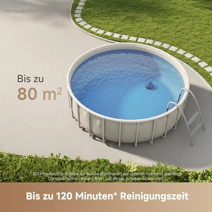 MOVA Diver R10, kabelloser Poolroboter mit 5700 l/h Saugleistung, 120 Min Laufzeit und automatischem Parken für oberirdische Pools bis 80 m² – Bild 4