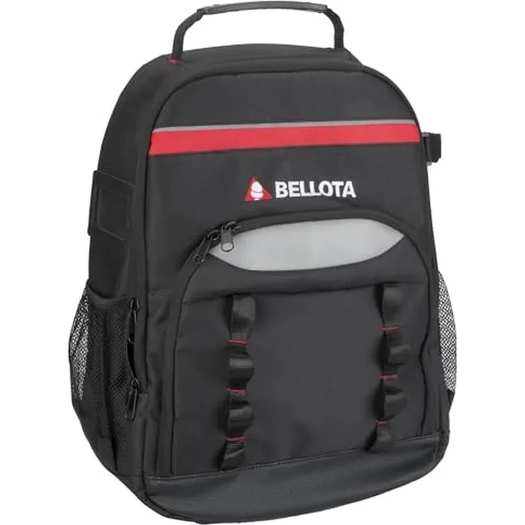 Magni Bellota MN20 Werkzeug-Rucksack, 20 l, 5 Fächer, robustes Polyester, schwarz mit roten Akzenten, 30 x 18 x 47 cm