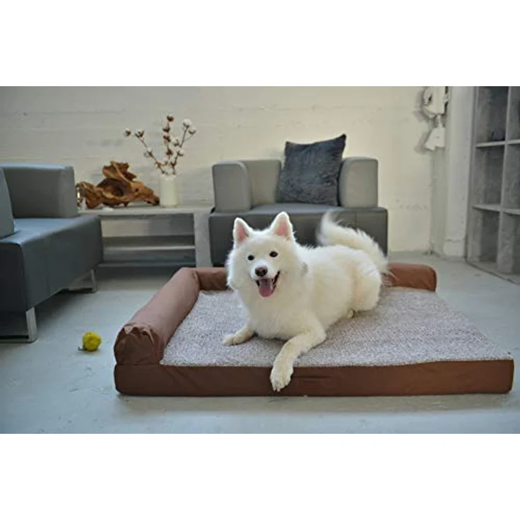 RAIKOU Weiches Hundebett, Hundekissen mit kuscheligem Plüsch, gepolstertes waschbares Haustierbett Hundesofa Hundekorb（Grau Melange, 80x60x7cm, Hundekissen, 30x25cm） – Bild 4