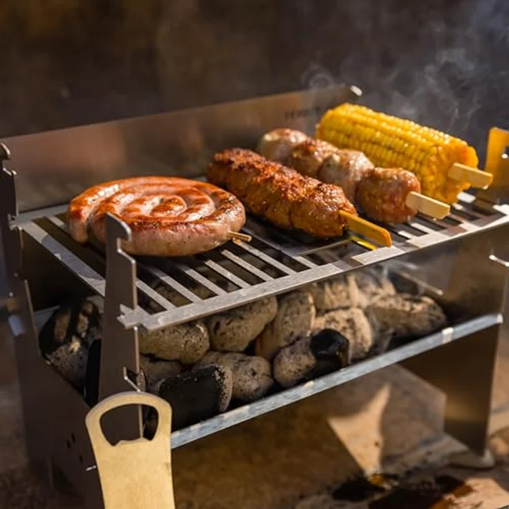 FENNEK - LIGHT Holzkohlegrill - Edelstahl - zerlegbar - Holzkohlegrillfläche 26,9 x 18,3cm klein, 2,3 kg – Bild 7
