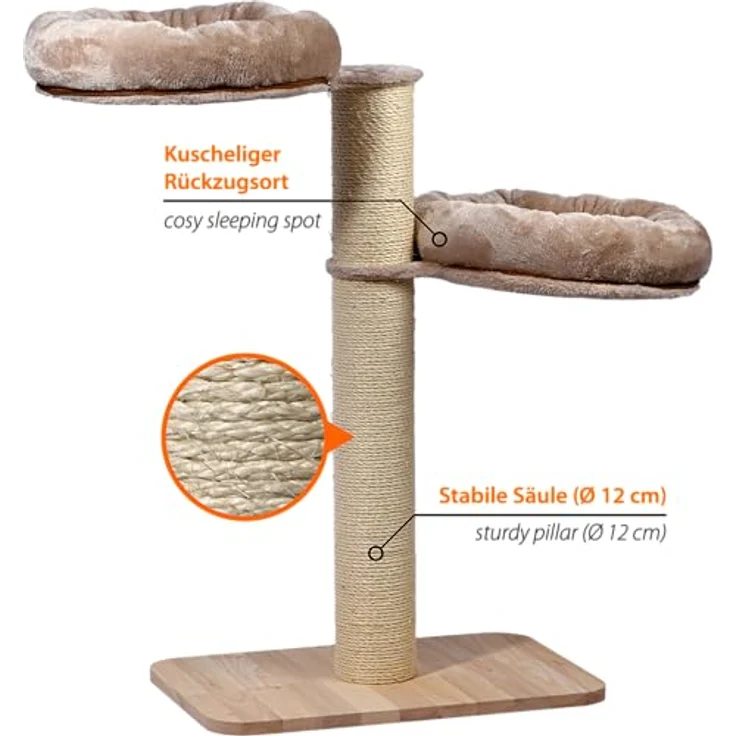 dobar® Premium Katzen-Kratzbaum Sleepy aus Holz mit extra großen und stabilen Kratz-Stämmen in Naturholzoptik – Bild 3