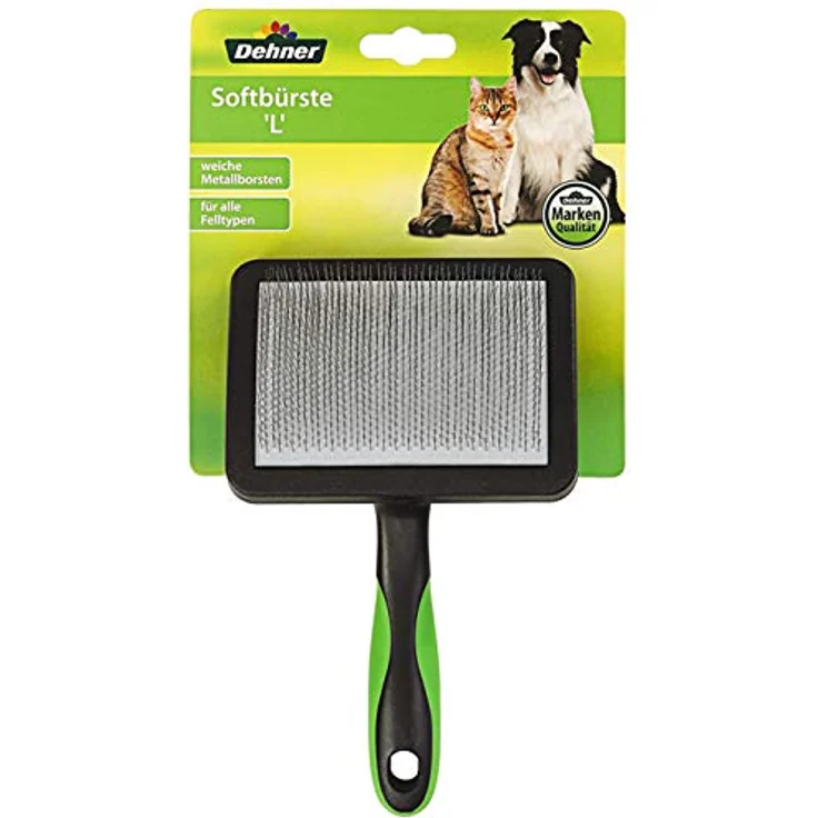 Dehner Hunde- und Katzenfellpflege, Softbürste, ca. 19 x 12 x 5.5 cm, Kunststoff, schwarz – Bild 1