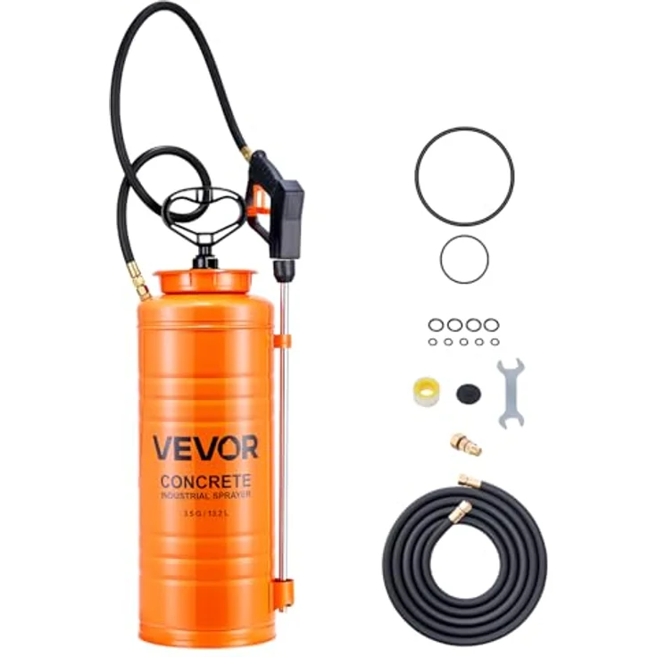 VEVOR Drucksprüher MD-132, 13,2L Edelstahl-Sprühgerät, Hochleistungs-Pumpsprüher mit ergonomischem Pistolengriff, 48 Zoll Schlauch, 2 Messingdüsen für Bau und Garten – Bild 1