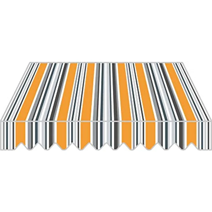 home Trends Markisenstoff Markise mit Volant 4 x 3 m wasserabweisend Sonnenschutz Ersatz Markisentuch P5002- orange schwarz weiß blau Streifen – Bild 3