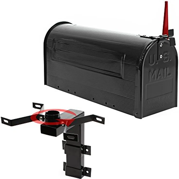 US Mailbox Briefkasten Amerikanisches Design schwarz mit passender Wandhalterung – Bild 4