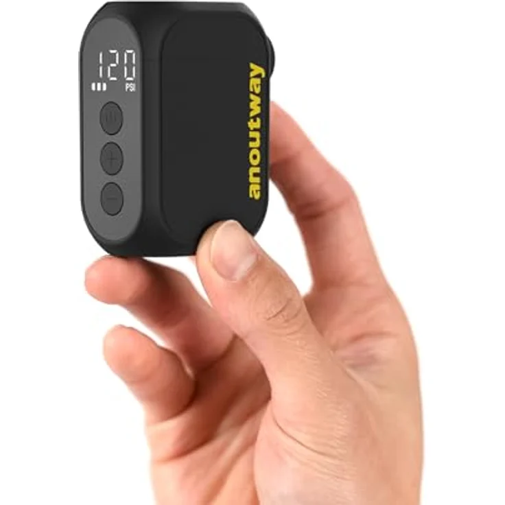anoutway Tiny Pump AT1 PRO, Mini-Fahrradpumpe elektrisch mit digitalem Manometer, automatische Abschaltung, 2-in-1 Ventil für Mountainbike und Rennrad – Bild 1