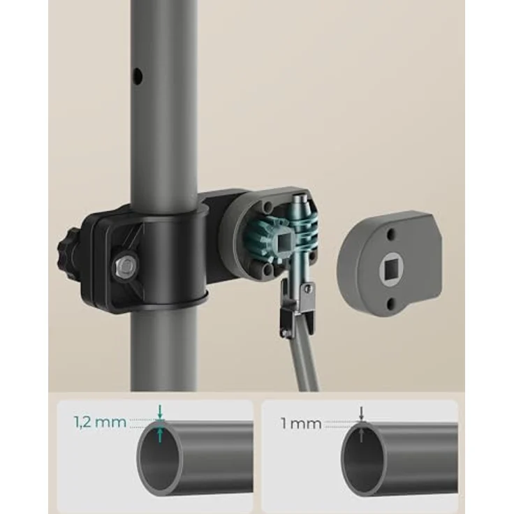 SONGMICS Klemmmarkise, höhenverstellbar, mit Handkurbel, Sonnenschutz, 350 x 120 cm, anthrazit – Bild 4