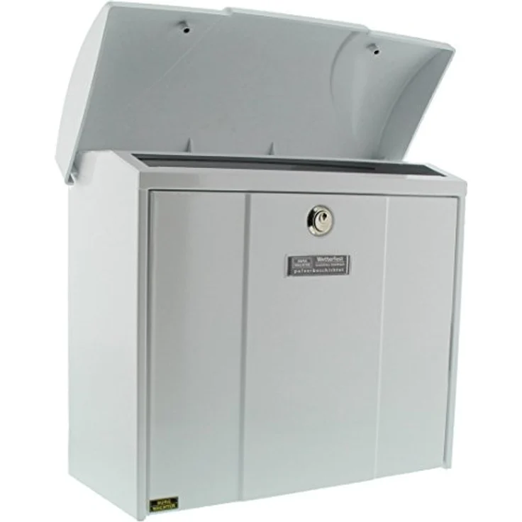BURG-WÄCHTER Briefkasten mit aufklappbarem Regendach, A4 Einwurf-Format, EU Norm EN 13724, Verzinkter Stahl, Olymp 916 W, Weiß – Bild 3