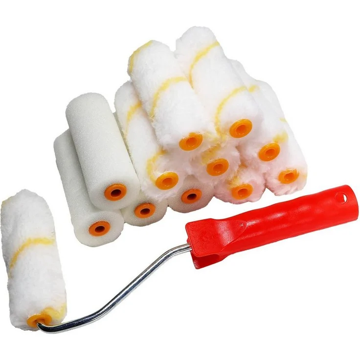 Easy Work Farbwalze Maler Set 13-teilig, inklusive 4 Schaumwalzen und 8 Plüschwalzen für Lack- und Latexfarben