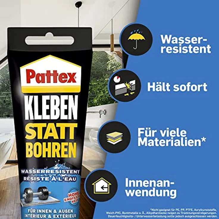 Pattex Montagekleber Kleben Statt Bohren Wasserresistent 340g - Preisvergleich – Bild 3