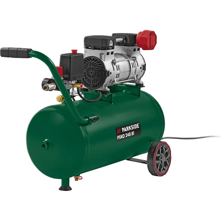 PARKSIDE® Silent-Kompressor »PSKO 248 B1«, besonders leiser 2-Zylinder-Kompressor mit 24-Liter-Kessel und maximal 8 bar Betriebsdruck
