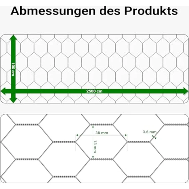 Wiltec Volierendraht 25 x 1 m, verzinkter Hasendraht mit 13 mm Maschenweite, wetterfester Hühnerdraht für Gehege – Bild 3