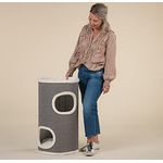 RHRQUALITY Kratztonne für große Katzen XXL Coony 80 Creme Beige 45cmØ - Stabiler Kratzbaum mit extra großem Liegeplatz