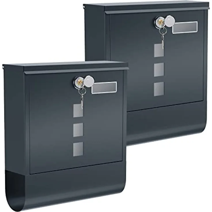 SONGMICS Briefkasten, 2er Set, Wandbriefkasten, Schloss mit Kupfer-Schließzylinder, drehbare Abdeckung, Zeitungsfach, Sichtfenster, Namensschildhalter, abschließbar, anthrazit GMB20AG02 - Preisvergleich