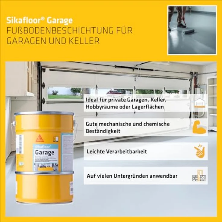 SIKA Sikafloor Garage, Epoxidharz Bodenbeschichtung, abriebfest, verkehrsgrau, 6kg – Bild 3