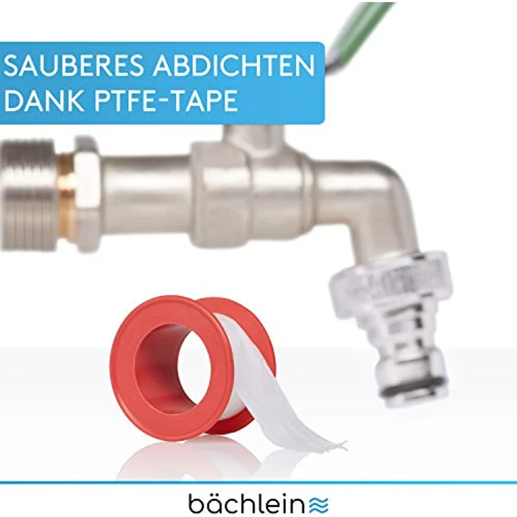 Bächlein Universal Wasserhahn für den Garten [grün] inkl. 2 Schlauchanschlüssen - edler Kugelhahn mit 1/2 und 3/4 Zoll Anschluss, Auslaufhahn aussen – Bild 5