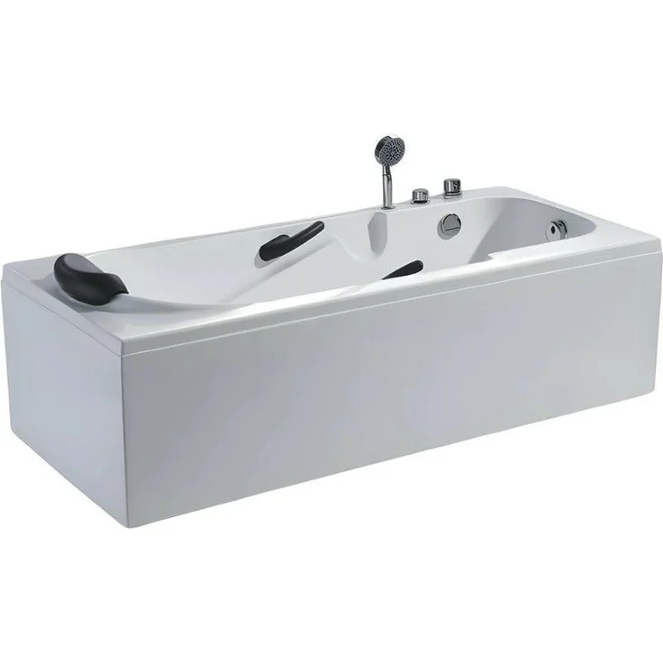 Xlmoebel Badewanne Acryl Rechteckige Badewanne in Weiß mit Massagefunktion und Nackenkissen, freistehend, Made in Europa