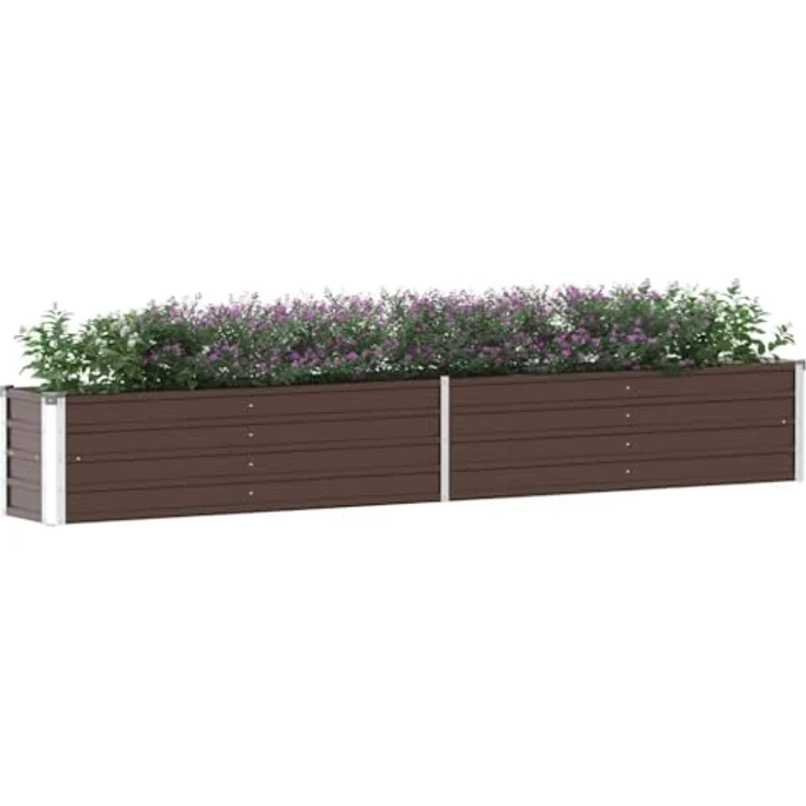 vidaXL Garten-Hochbeet Verzinkter Stahl 320×40×45 cm Braun – Bild 2