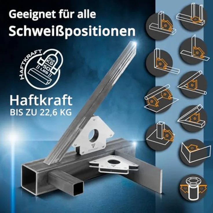 STAHLWERK Magnet-Schweißwinkel 6er Set, 45°/90°/135°, 22,6 kg Haftkraft, kompakt und präzise – Bild 3