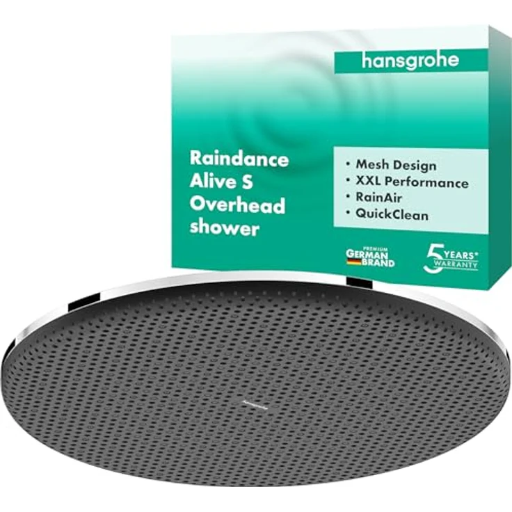 hansgrohe Raindance Alive S - Kopfbrause, runde Duschbrause (300 mm), Regendusche mit RainAir, Chrom, 24520000 – Bild 1