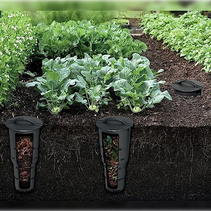 Prosperplast Unterirdischer Komposter combiosoil, inklusive Belüftungslöcher, 25 x 53 cm, witterungsbeständig, schwarz – Bild 2