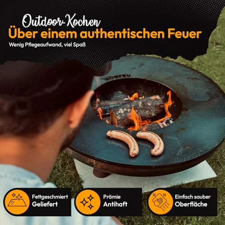 BonFeu Plancha Feuerplatte Ø120cm, 6mm Dick, Hochwertige Grillplatte aus Stahl für Feuertonne und Feuerschale – Bild 5
