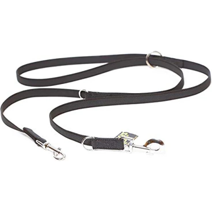Julius-K9 Double leash 20 mm 2.2 m 50 kg dog adjustable (Hund), Halsband + Leine, robustes Set für große Hunde in Schwarz – Bild 1