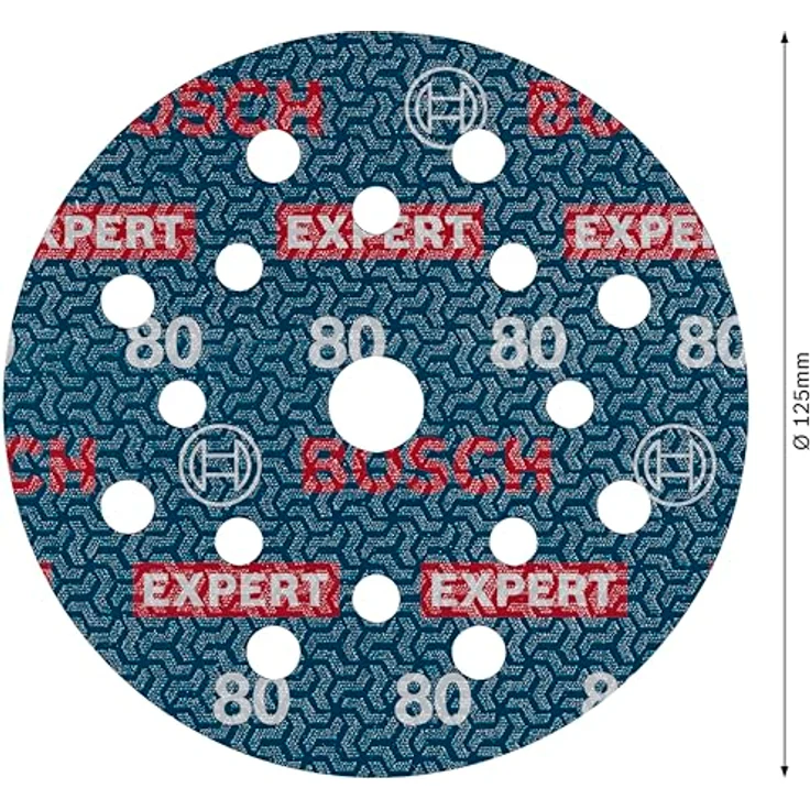 Bosch 6x EXPERT O780 Folienschleifscheibe, 125 mm, Körnung 80, für Hartholz und Farbe auf Holz, Klettverschluss, Professional Zubehör Exzenterschleifer – Bild 3